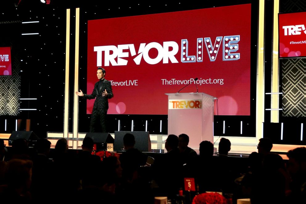 PHOTO: In this Dec. 3, 2018, file photo, Eugene Lee Yang speaks onstage at the Trevor Project's TrevorLIVE LA 2018 at The Beverly Hilton Hotel in Beverly Hills, Calif.