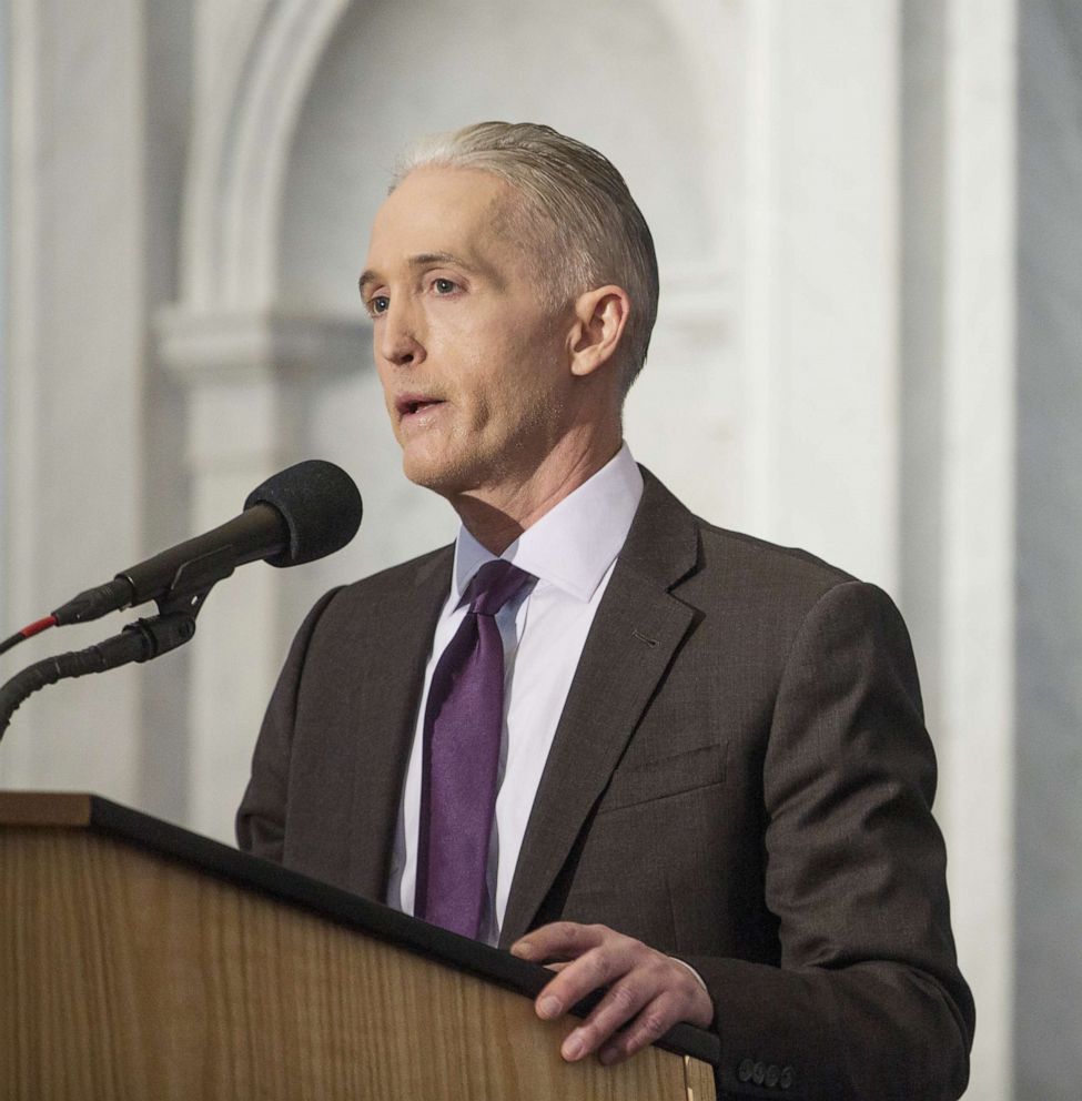 PHOTO: Representative Trey Gowdy delivers a farewell address at the Library of Congress in Washington, D.C., Dec. 19, 2018.