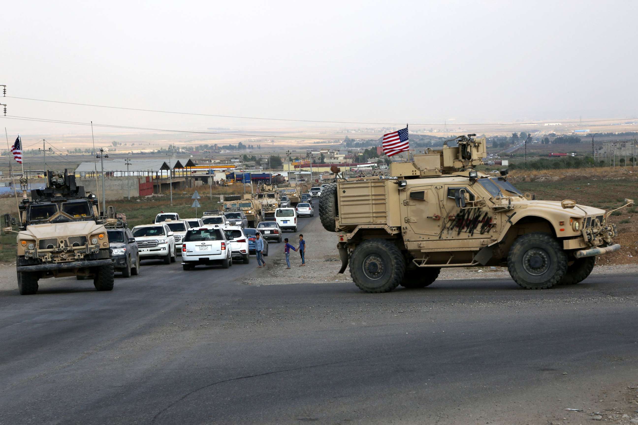 PHOTO: A convoy of US troops arrives back from northeastern of Syria, in Duhok, Kurdistan region, Iraq, Oct. 21, 2019.