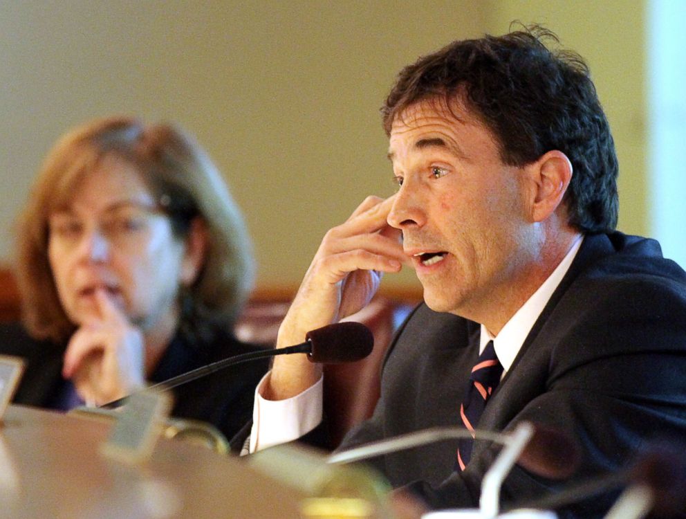 PHOTO: Senator Troy Balderson speaks during testimony before the Ohio Senate Agriculture, Environment and Natural Resources committee, April 24, 2012, in Columbus, Ohio.
