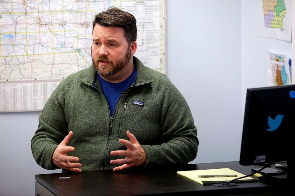 PHOTO: Iowa Democratic Party Chair Troy Price speaks during an interview on January 31, 2019 in Des Moines, Iowa.