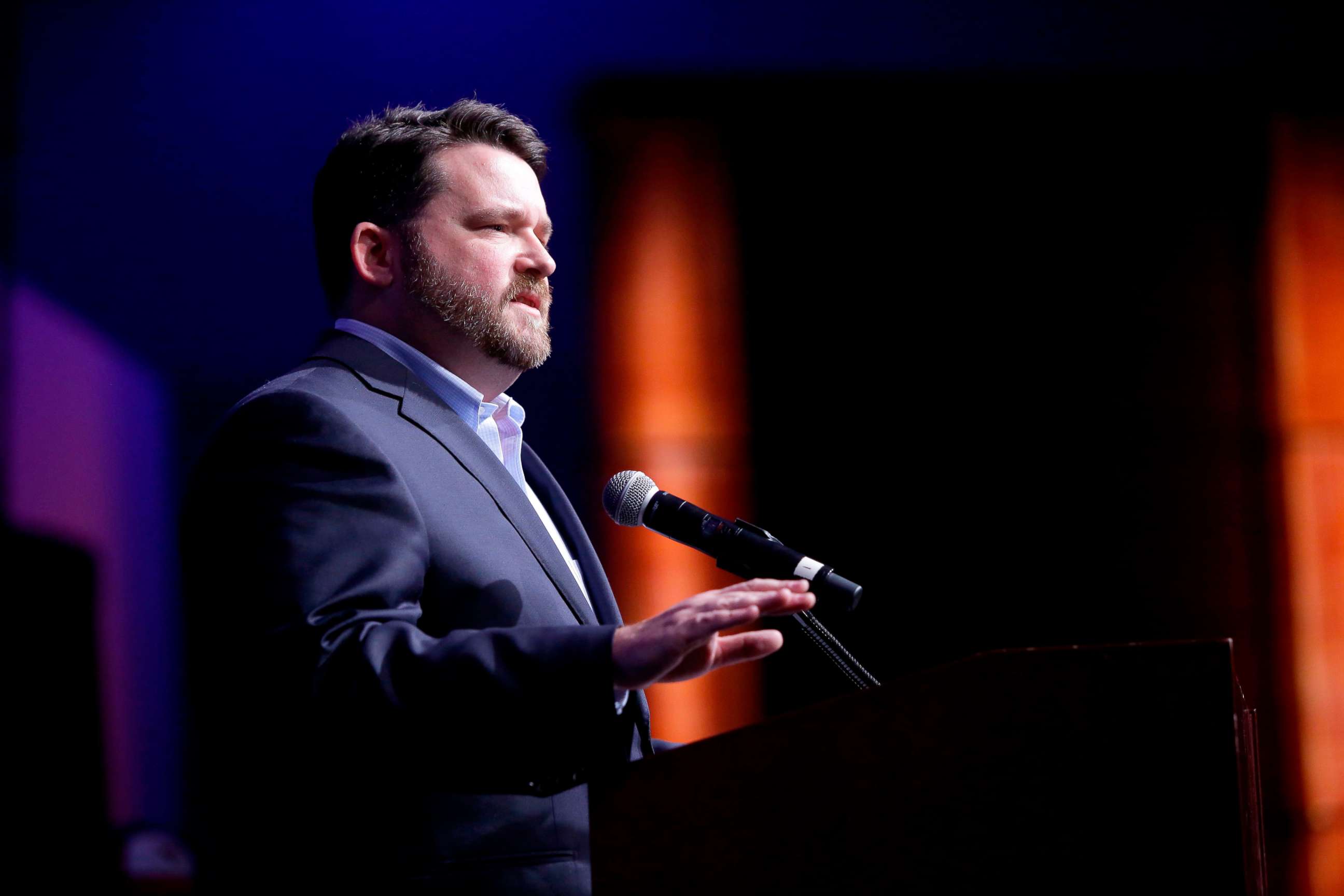 PHOTO: Chairman of the Iowa Democratic Party Troy Price speaks about the technical issues that delayed the Iowa Democratic caucuses results during a news conference at the Iowa Events Center, Feb. 4, 2020, in Des Moines, Iowa.