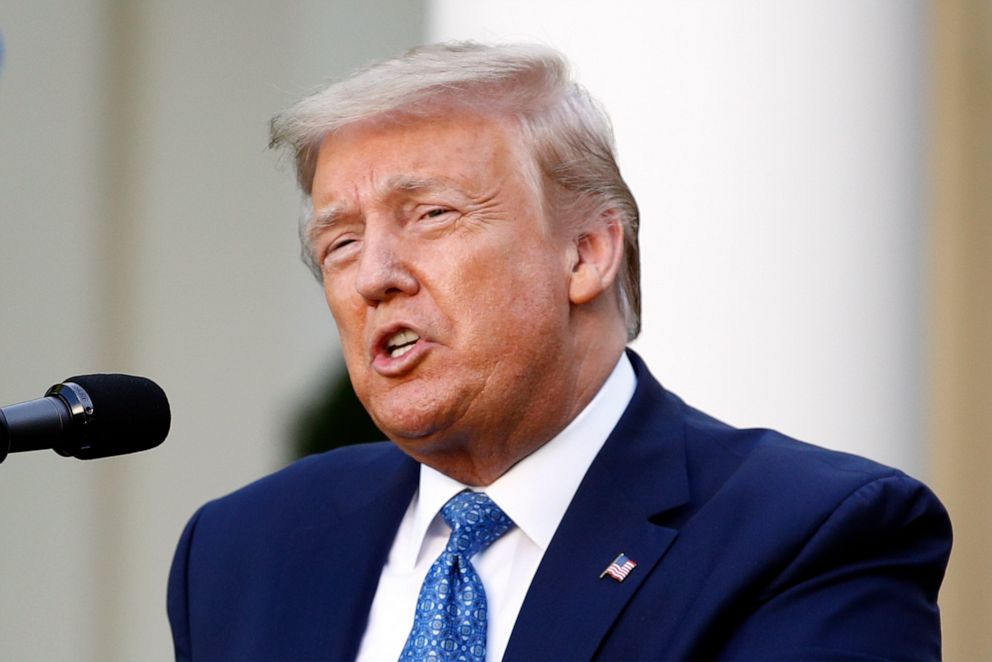 PHOTO: FILE - In this June 1, 2020, file photo, President Donald Trump speaks in the Rose Garden of the White House in Washington.