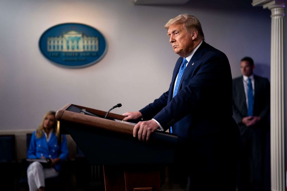 PHOTO: President Donald Trump during a news conference at the White House in Washington, July 22, 2020.