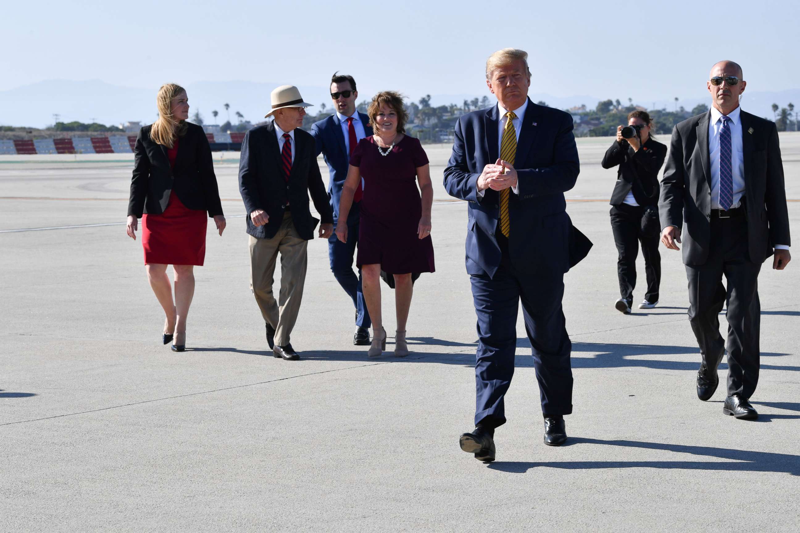 PHOTO: Donald Trump just landed at LAX on his way to attend fundraisers in Los Angeles on September 17, 2019.