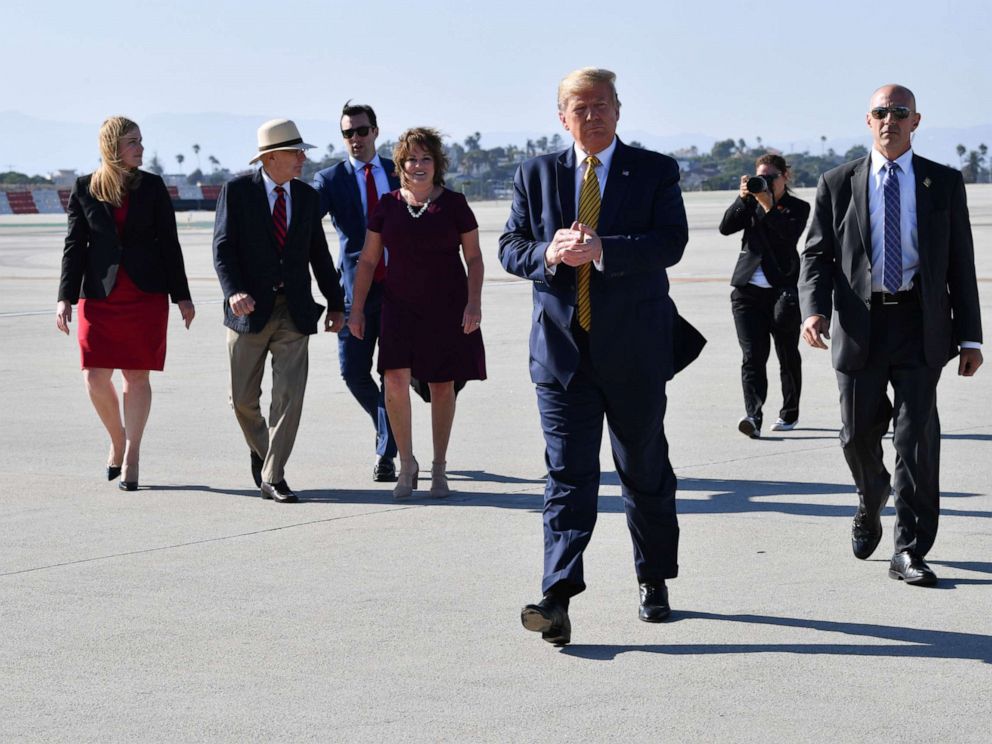 PHOTO: Donald Trump just landed at LAX on his way to attend fundraisers in Los Angeles on September 17, 2019.