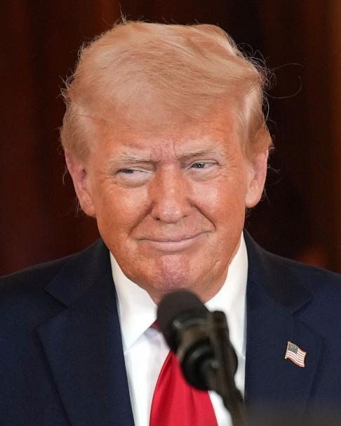 President Donald Trump speaks in the Cross Hall of the White House during an event on "Investing in America," on April 30, 2025, in Washington, D.C.