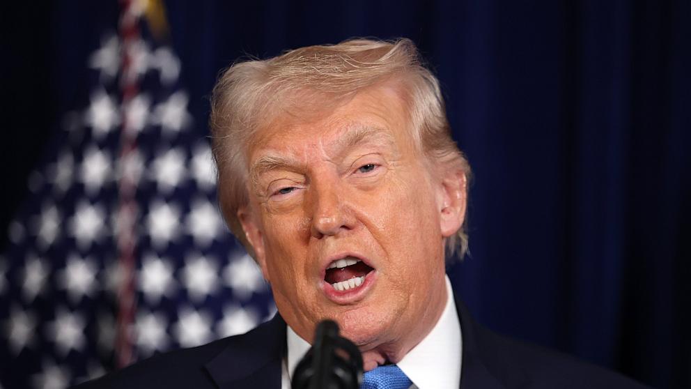 PHOTO: President Donald Trump addresses the media during a news conference at his Mar-a-Lago club on Jan. 3, 2026, in Palm Beach, Fla.