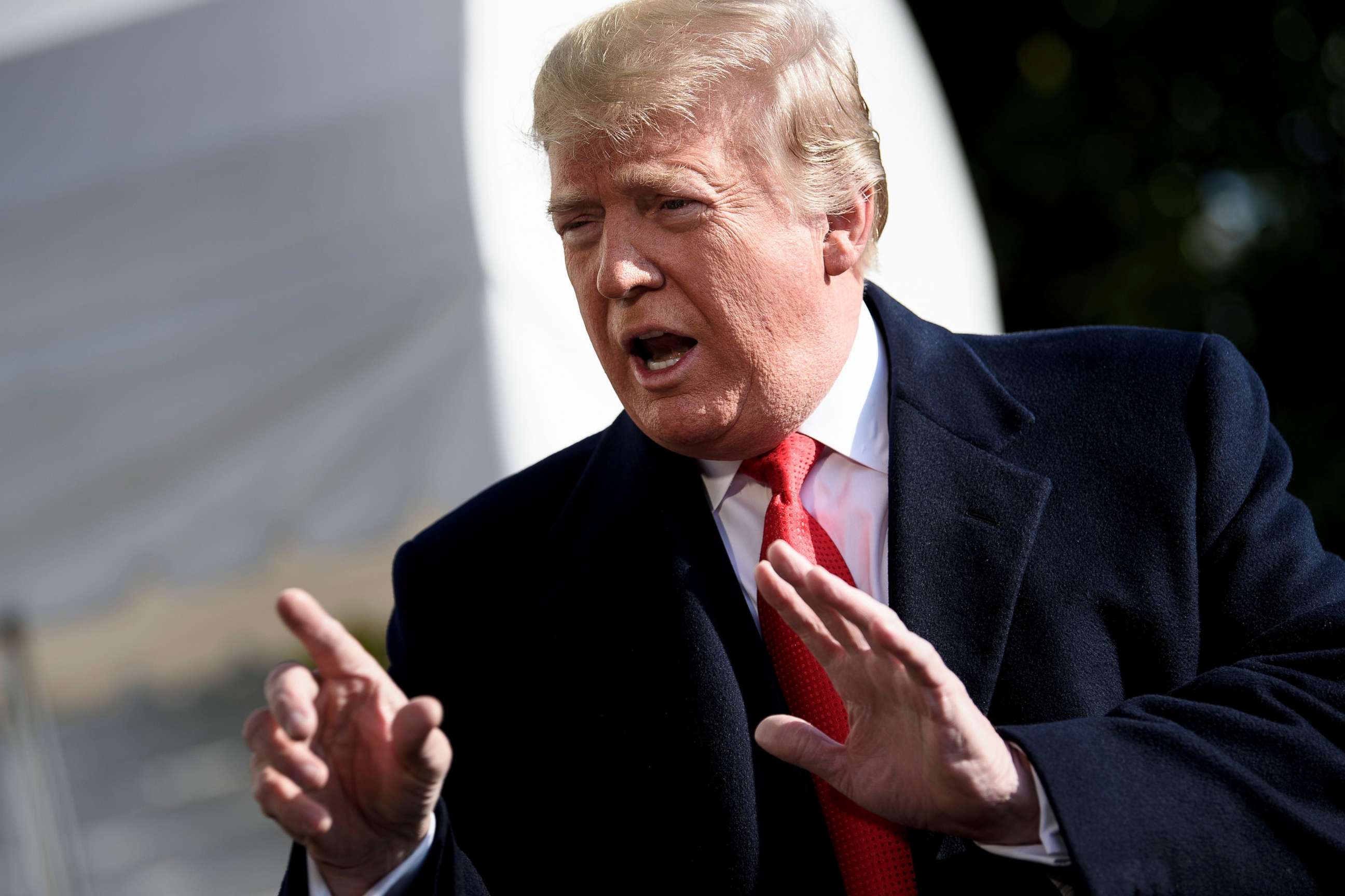 PHOTO: President Donald Trump speaks to reporters before walking to Marine One on the South Lawn of the White House, Nov. 29, 2018. Trump said ex-lawyer Michael Cohen was 'lying' over a guilty plea for reduced sentence. 