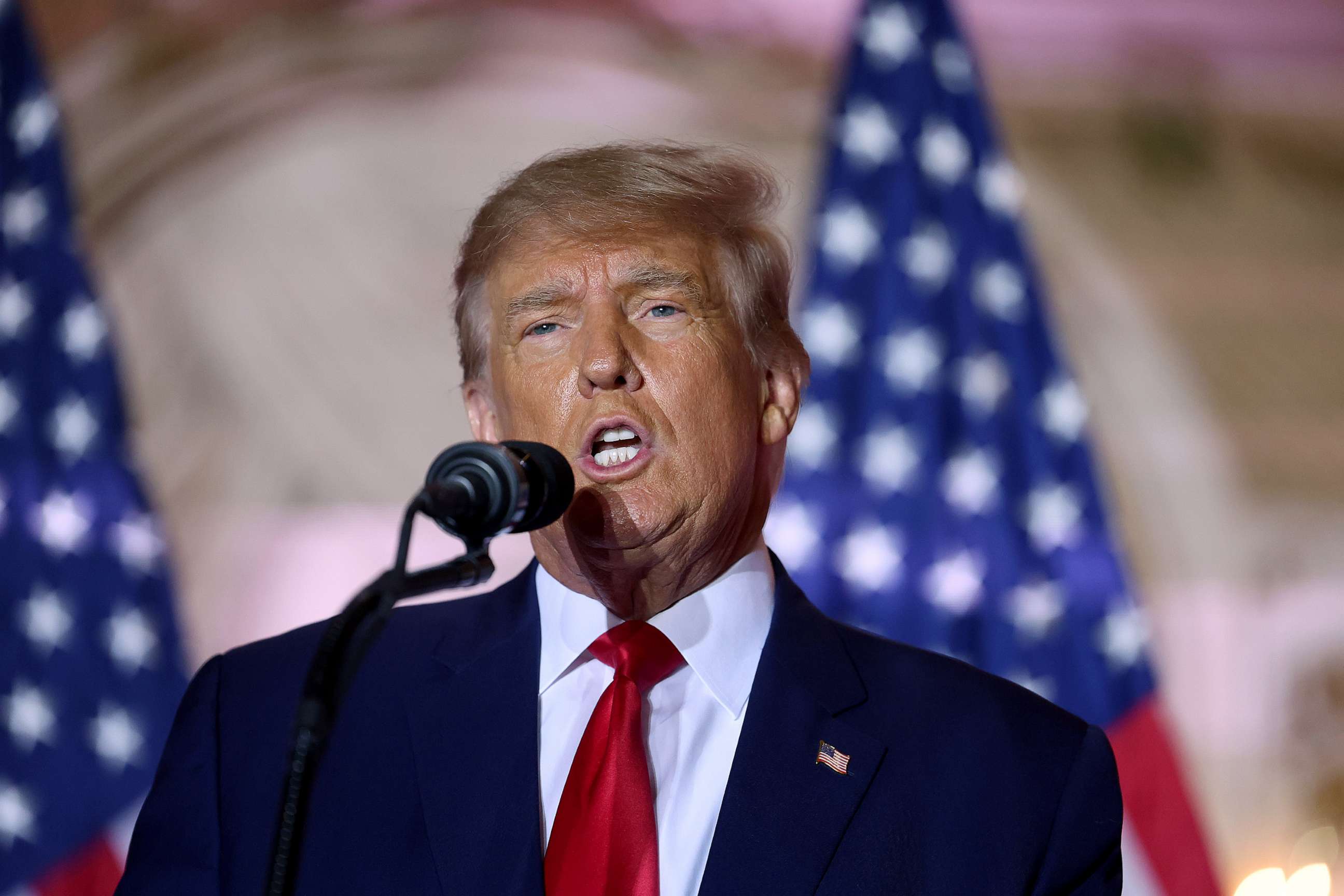 PHOTO: Former President Donald Trump speaks during an event at his Mar-a-Lago home, Nov. 15, 2022, in Palm Beach, Fla.