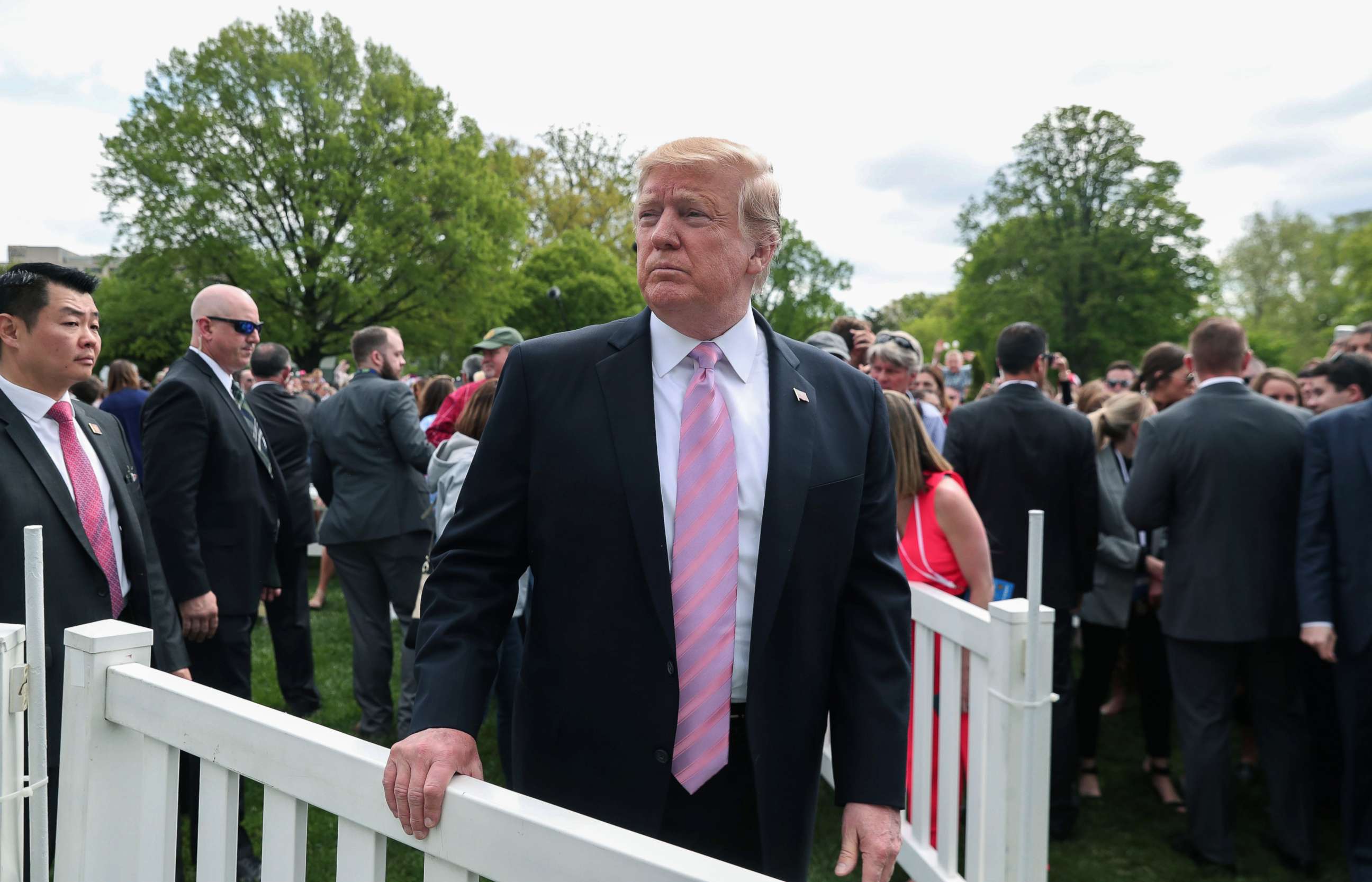 PHOTO: President Donald Trump attends the 2019 White House Easter Egg Roll on the South Lawn of the White House, April 22, 2019.   