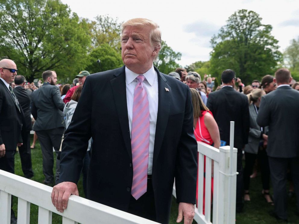 PHOTO: President Donald Trump attends the 2019 White House Easter Egg Roll on the South Lawn of the White House, April 22, 2019.