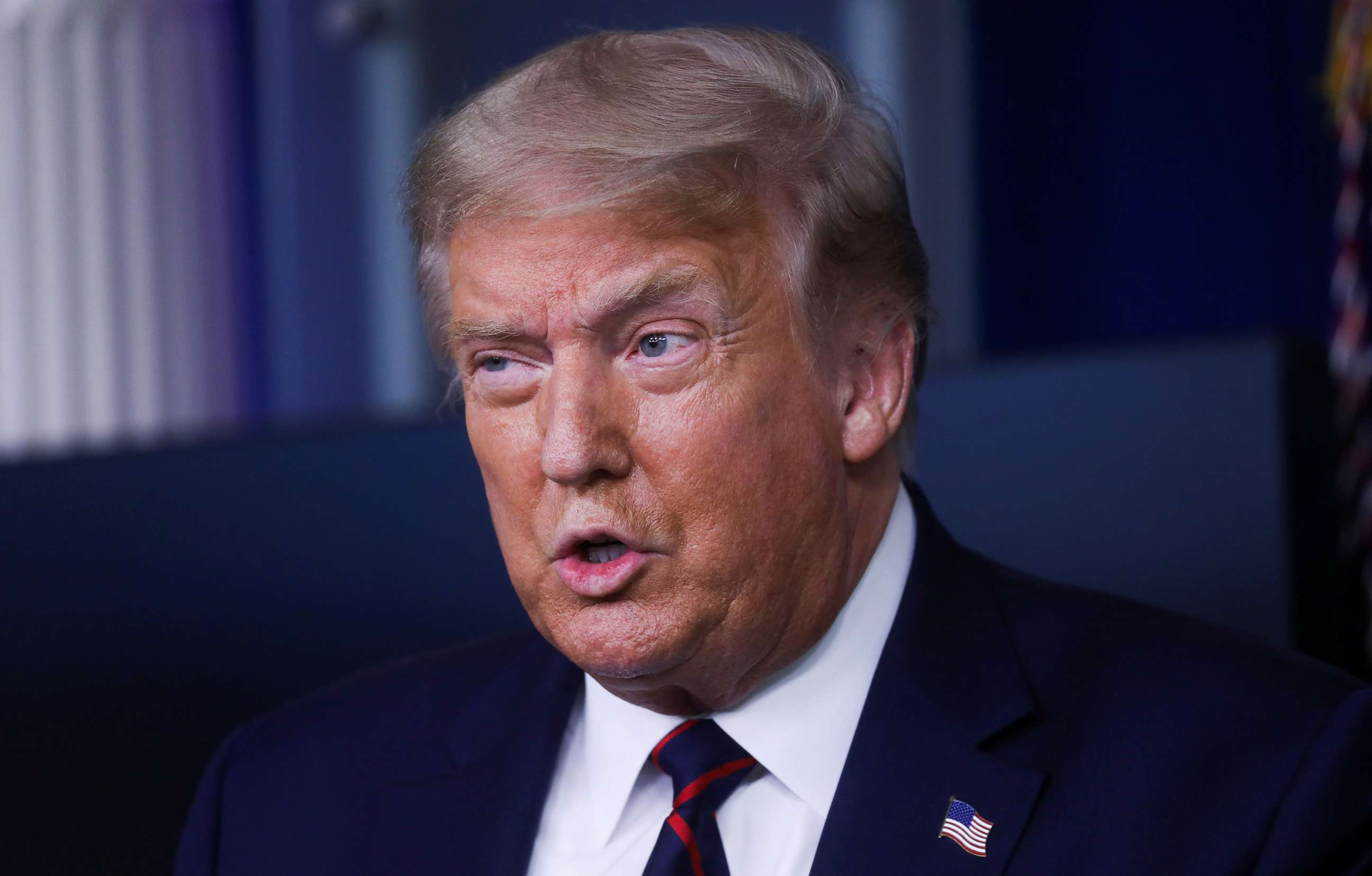 PHOTO: President Donald Trump speaks during a coronavirus disease (COVID-19) response news briefing at the White House, July 21, 2020. 