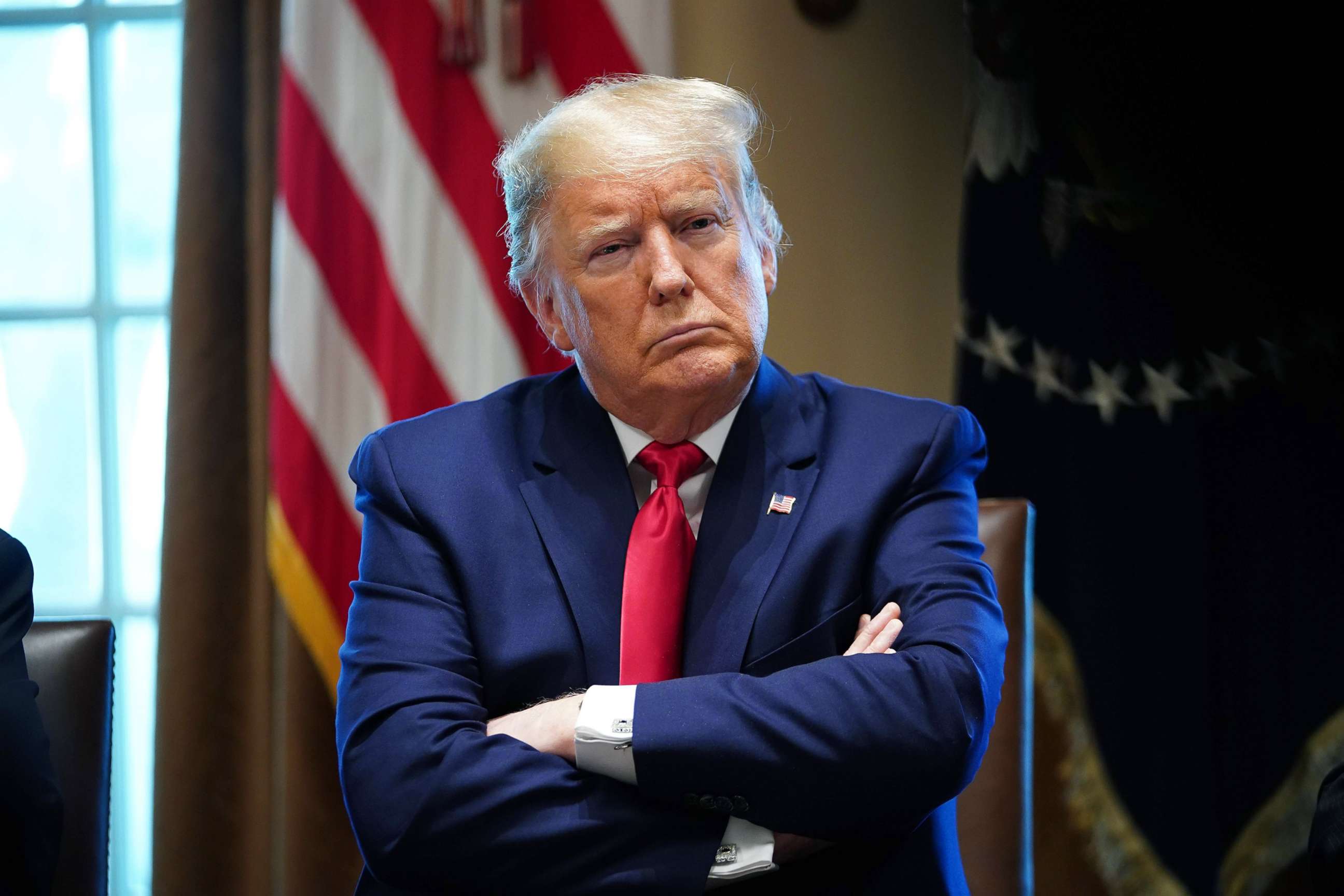 PHOTO: President Donald Trump along with members of the coronavirus take force meet with pharmaceutical executives in the Cabinet Room of the White House, March 2, 2020. 