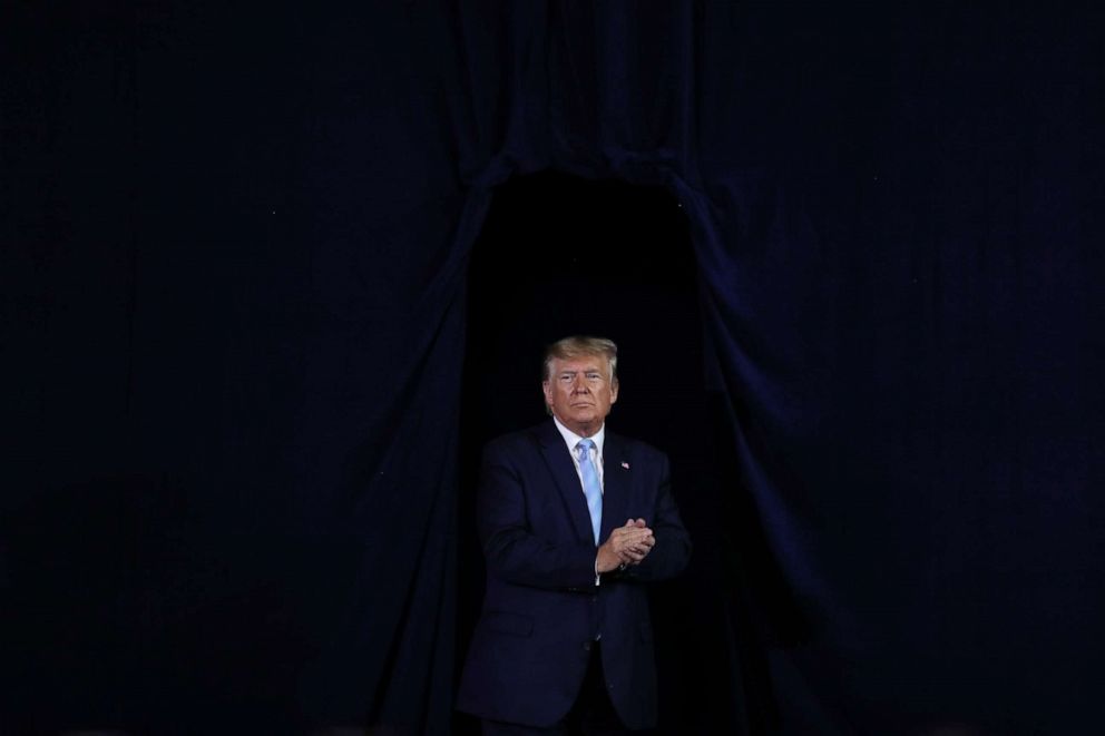 PHOTO: President Donald Trump exits after holding an 'Evangelicals for Trump' campaign event held at the King Jesus International Ministry, Jan. 3, 2020, in Miami.