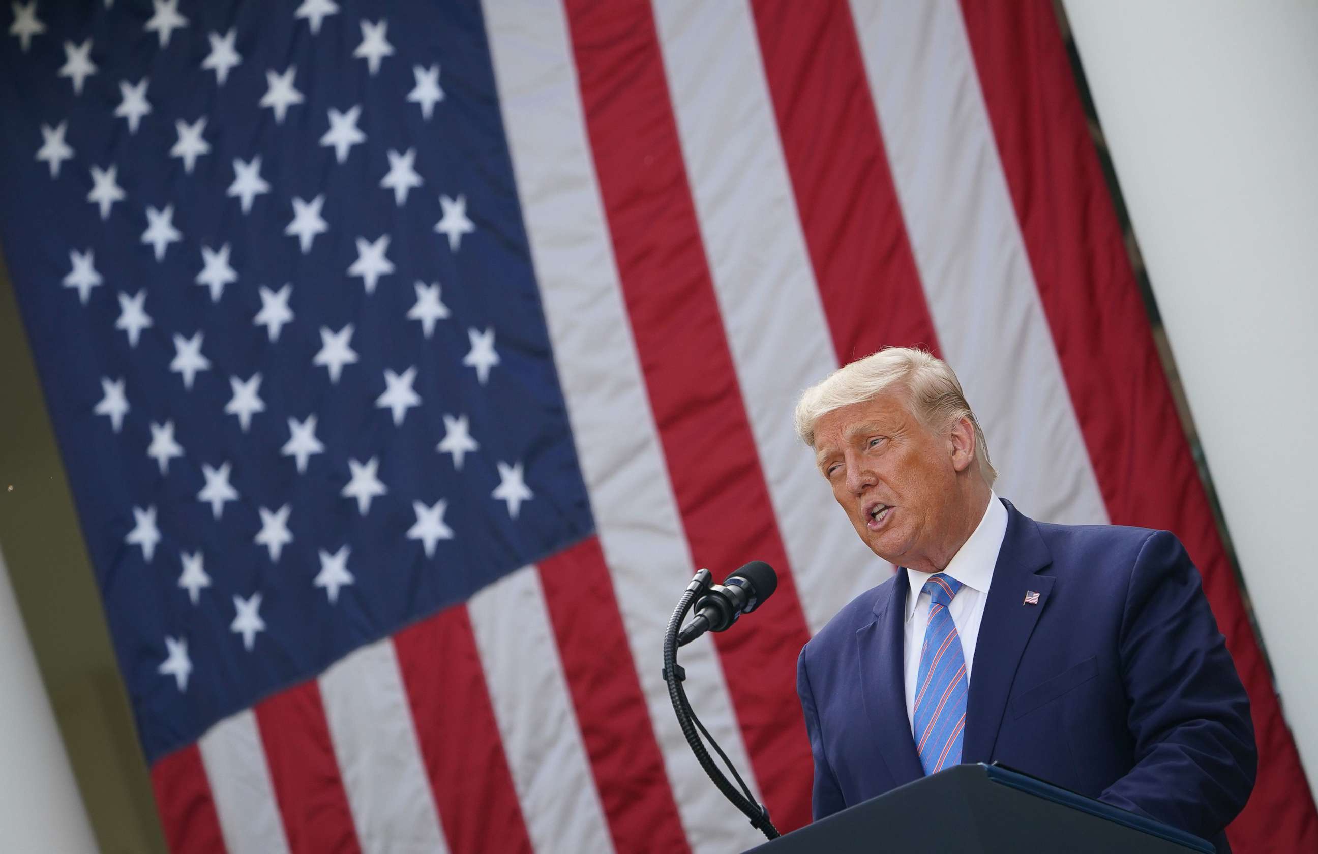 PHOTO: President Donald Trump speaks on COVID-19 testing in the Rose Garden of the White House, Sept. 28, 2020. 