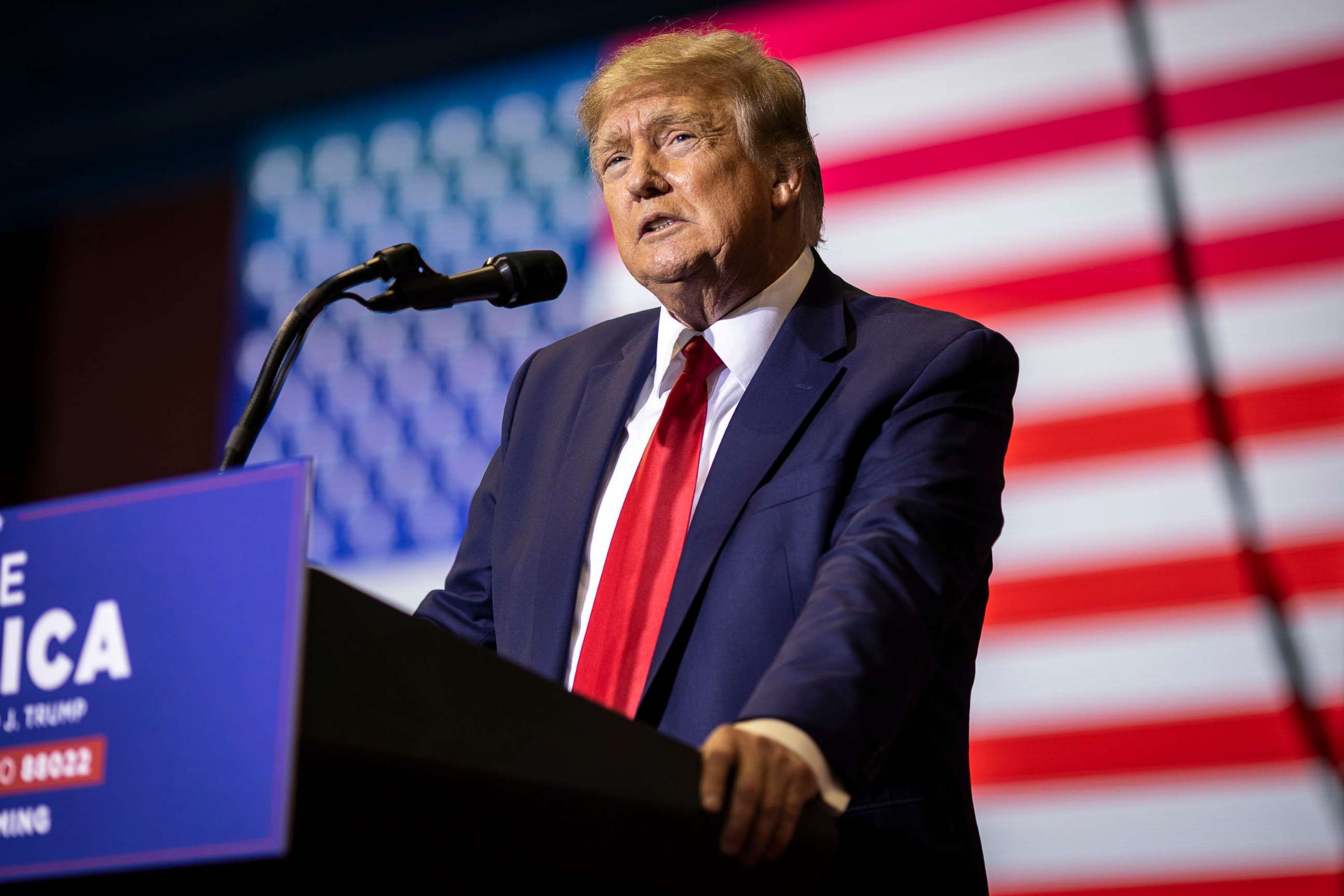 PHOTO: Former President Donald Trump speaks at a rally, May 28, 2022, in Casper, Wyo.