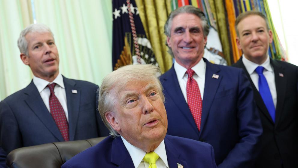 PHOTO: President Donald Trump speaks during a "Beautiful, Clean Coal" event in the Oval Office of the White House, June 4, 2026.