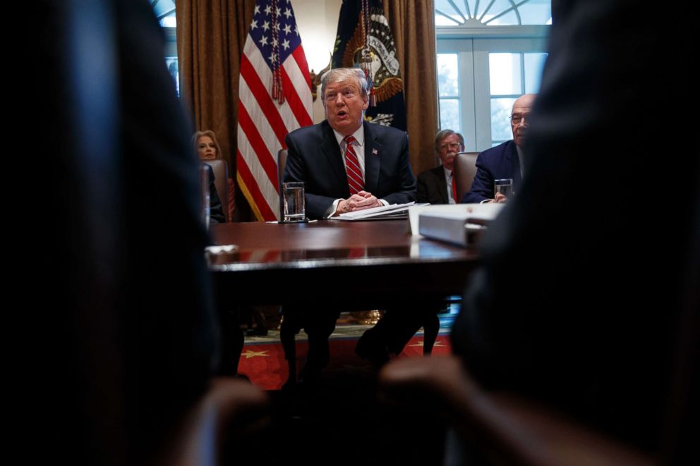 PHOTO: President Donald Trump speaks during a cabinet meeting at the White House, Feb. 12, 2019.