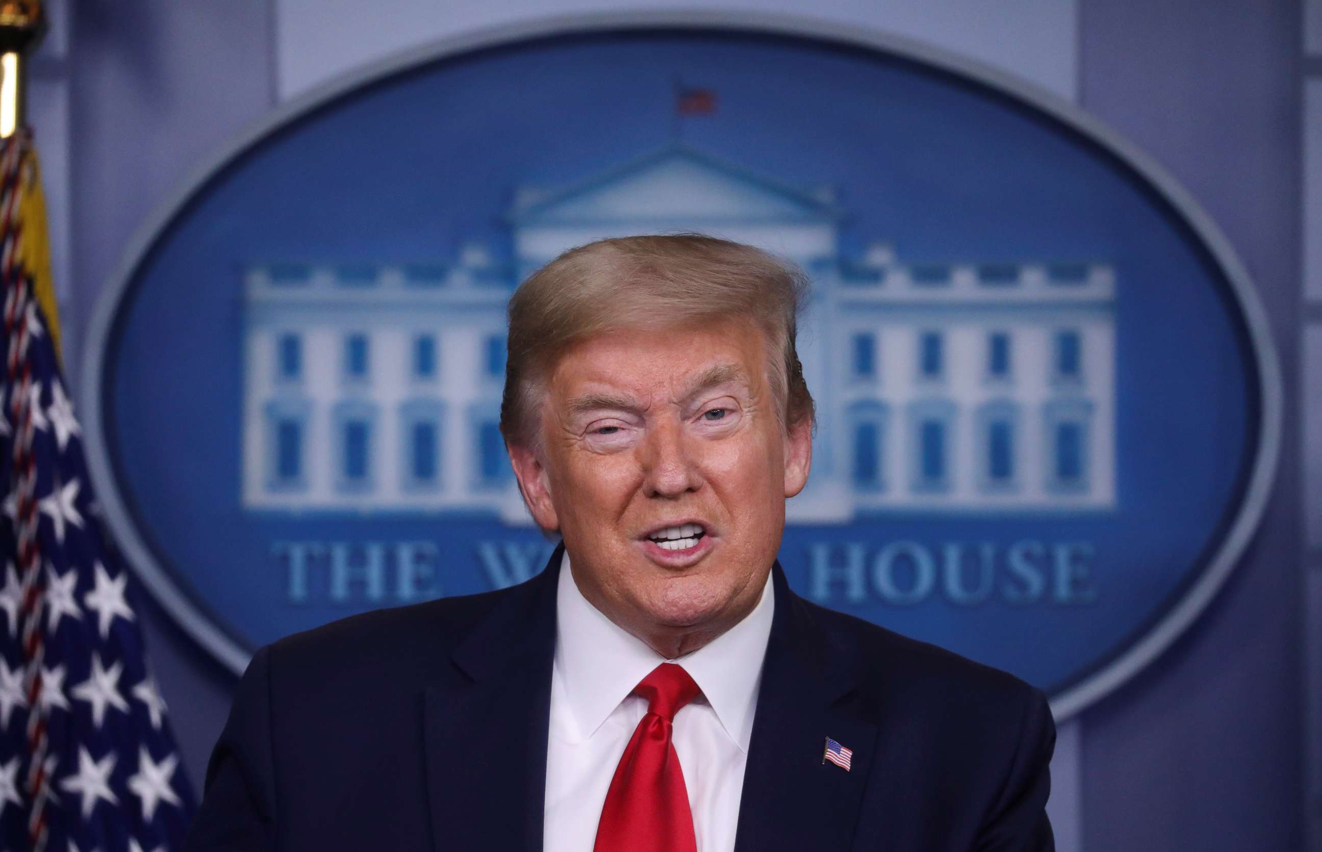 PHOTO: President Donald Trump addresses the daily coronavirus task force briefing at the White House in Washington, April 17, 2020.