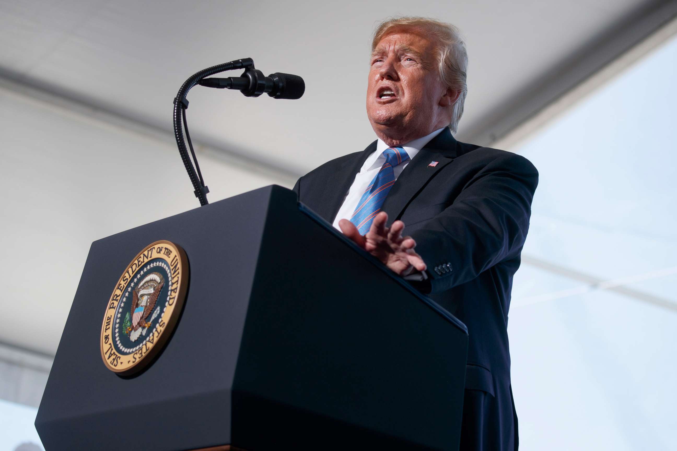 PHOTO: President Donald Trump speaks during an event on energy infrastructure at the Cameron LNG export facility, May 14, 2019, in Hackberry, La. 