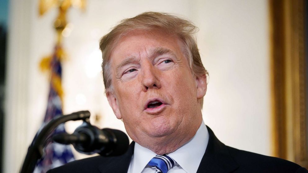 President Donald Trump speaks on the Florida school shooting, in the Diplomatic Reception Room of the White House, Feb. 15, 2018.