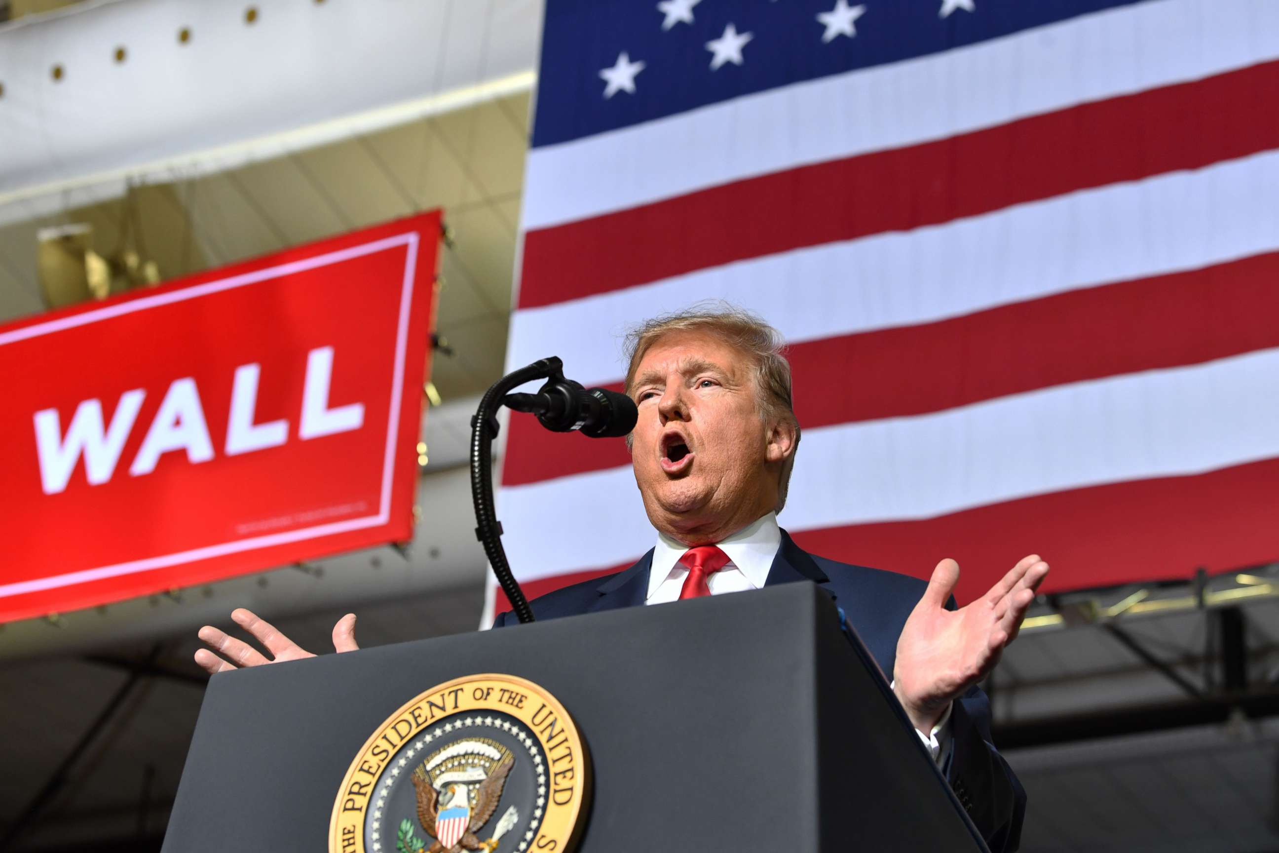 PHOTO: President Donald Trump speaks during a rally in El Paso, Texas on Feb. 11, 2019. 