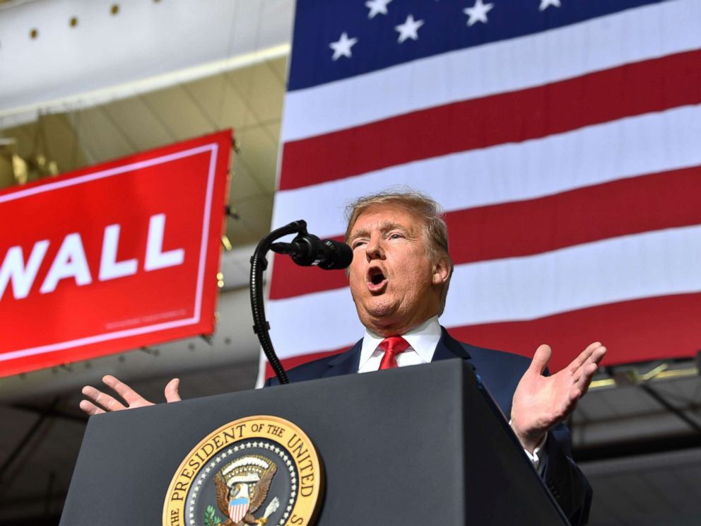 PHOTO: President Donald Trump speaks during a rally in El Paso, Texas on Feb. 11, 2019.