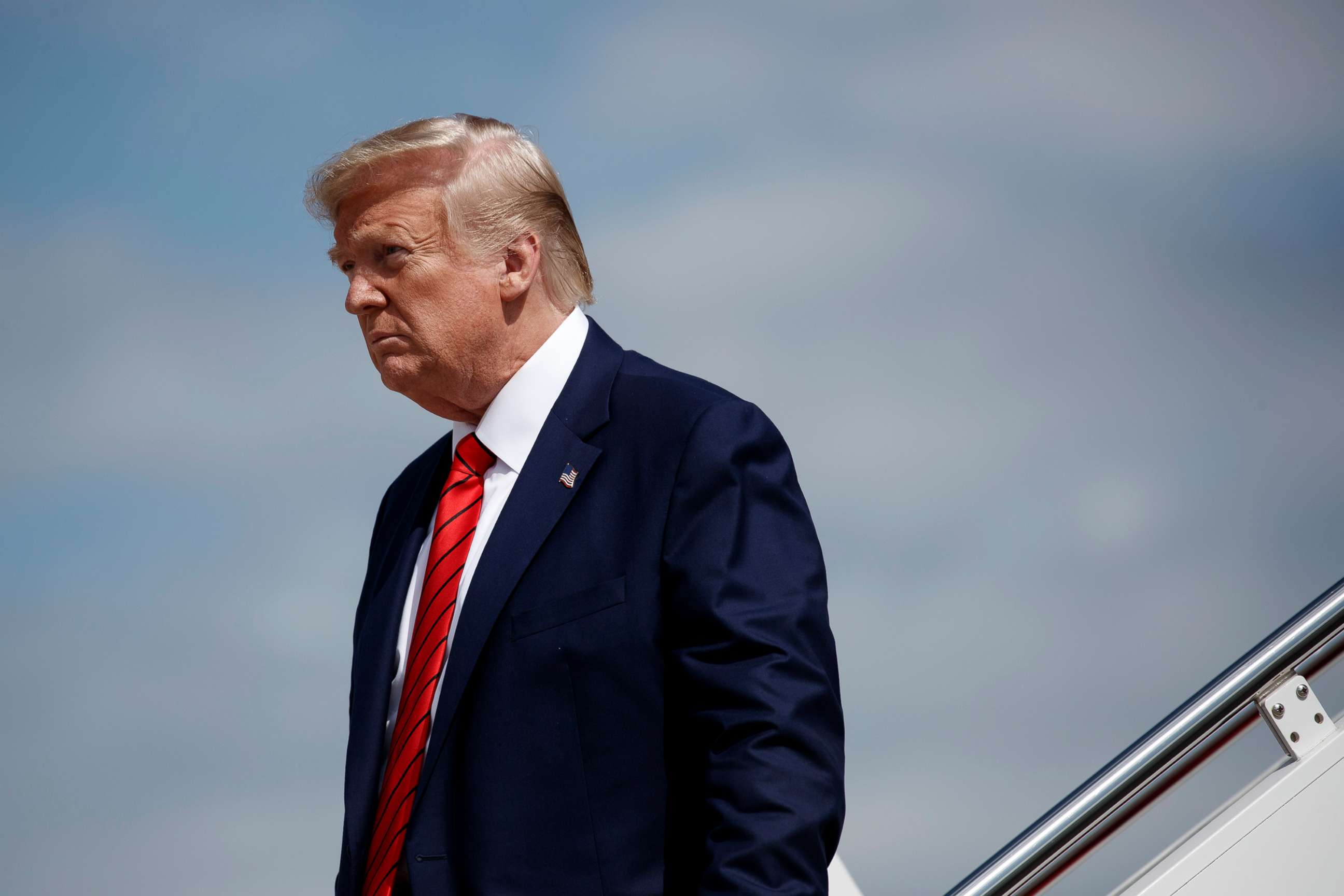 PHOTO: President Donald Trump steps off Air Force One at Andrews Air Force Base, Md., Sept. 26, 2019.