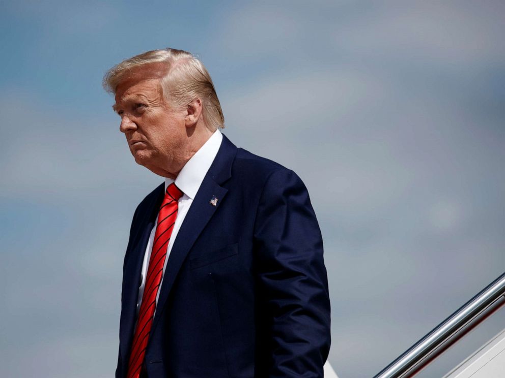 PHOTO: President Donald Trump steps off Air Force One at Andrews Air Force Base, Md., Sept. 26, 2019.