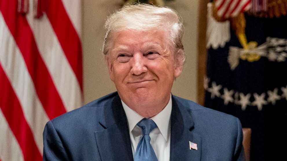 PHOTO: President Donald Trump smiles during a luncheon with members of the United Nations Security Council in the Cabinet Room at the White House in Washington, Dec. 5, 2019.