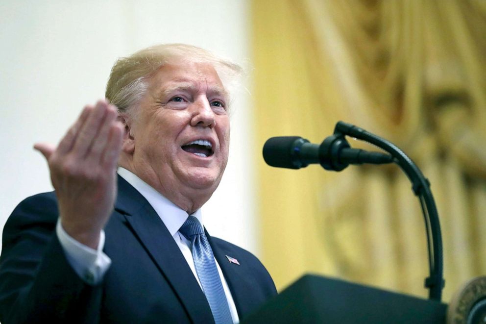 PHOTO: President Donald Trump speaks during the Young Black Leadership Summit at the White House, Oct. 4, 2019. 