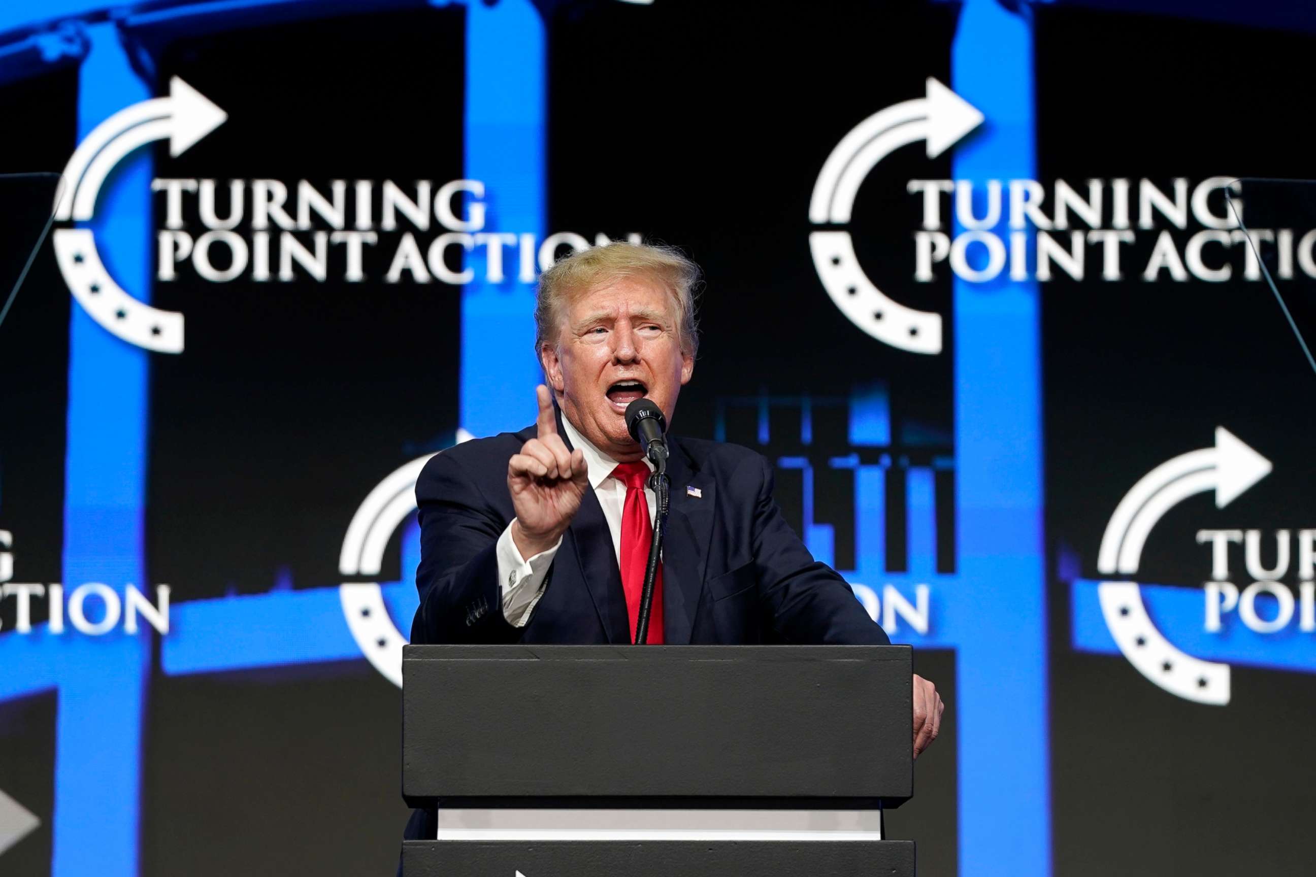 PHOTO: Former President Donald Trump speaks to supporters at a Turning Point Action gathering, July 24, 2021, in Phoenix.