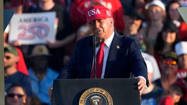 President Donald Trump speaks at a rally at the Iowa State Fairgrounds, July 3, 2025, in Des Moines, Iowa.