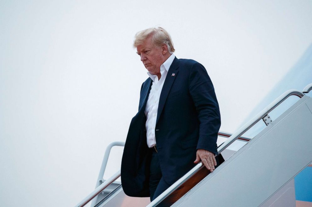 PHOTO: President Donald Trump arrives at Andrews Air Force Base, Md., after a summit with North Korean leader Kim Jong Un in Singapore on June 13, 2018.