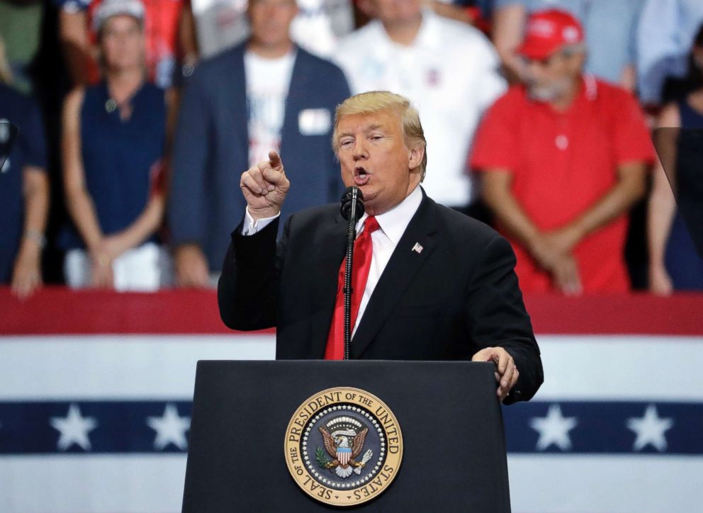 PHOTO: President Donald Trump during a rally, Oct. 31, 2018, in Fort Myers, Fla.