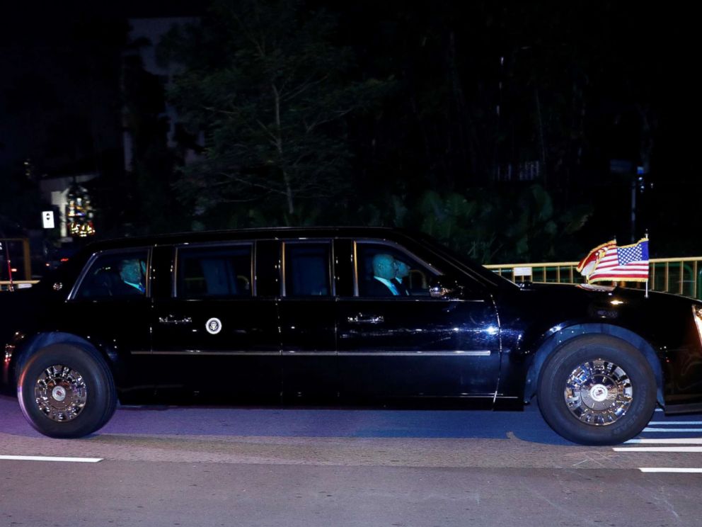 PHOTO: President Donald Trump travels in a motorcade after arriving in Singapore, June 10, 2018.