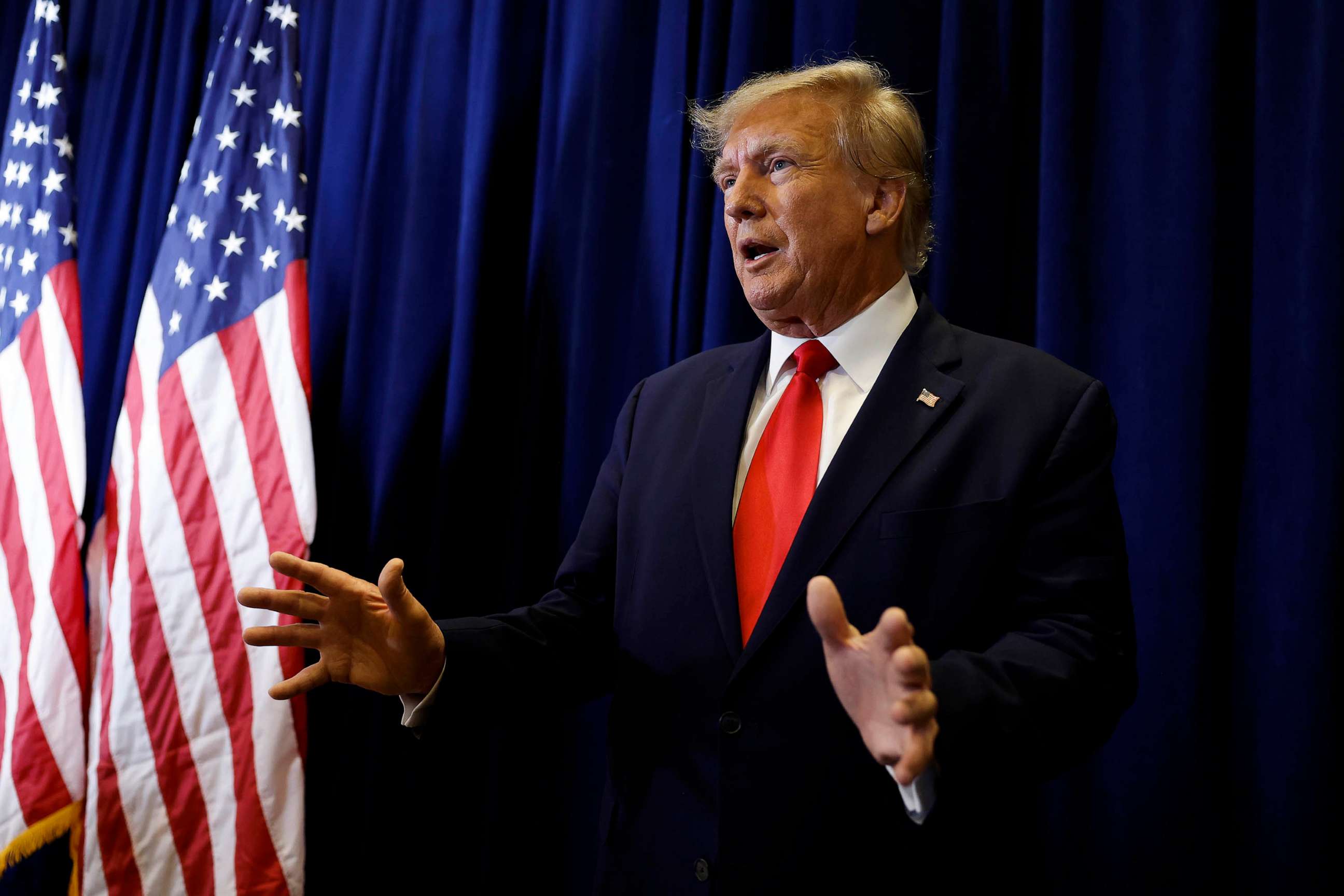 PHOTO: FILE - Former U.S. President Donald Trump speaks to reporters before at Gaylord National Resort & Convention Center, March 4, 2023 in National Harbor, Maryland.