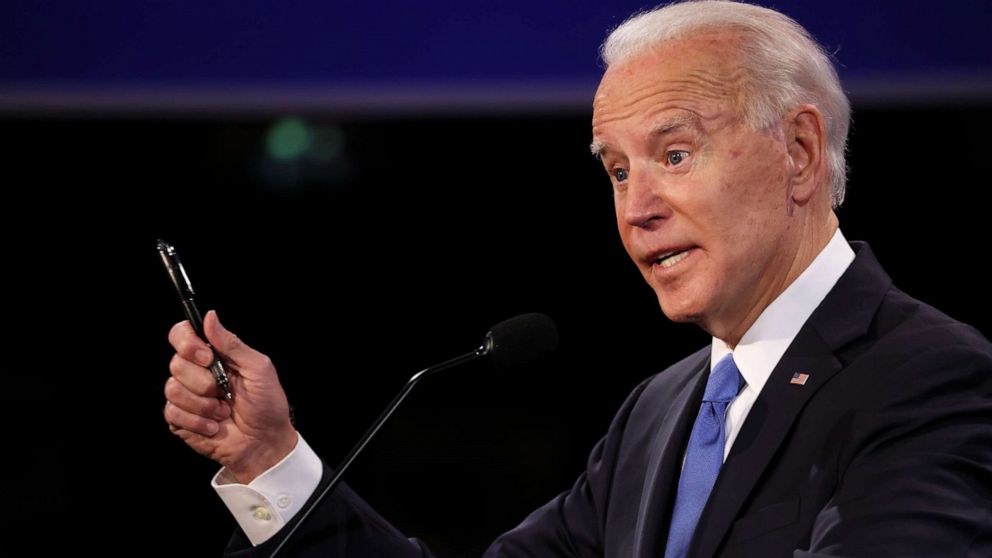 PHOTO: Democratic presidential nominee Joe Biden participates in the final presidential debate on Oct. 22, 2020, in Nashville, Tenn.