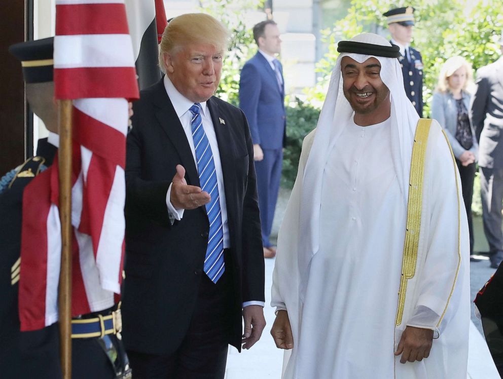 PHOTO: President Donald Trump welcomes Crown Prince Shaikh Mohammad bin Zayed Al Nahyan of United Arab Emirates, for a meeting in the Oval Office of the White House, on May 15, 2017 in Washington, D.C.