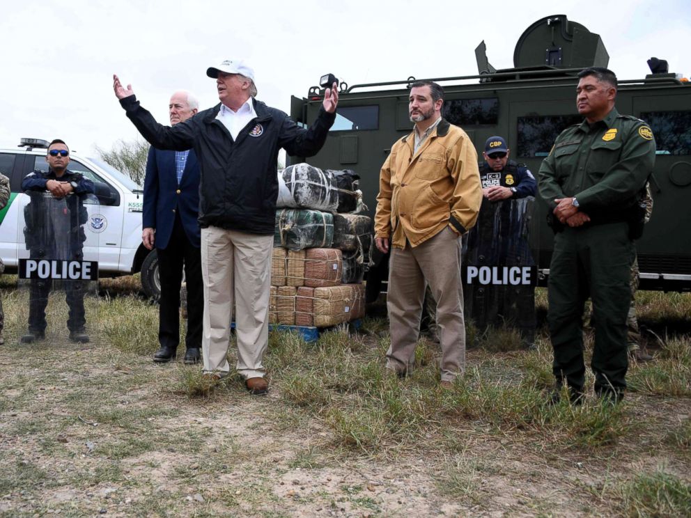 PHOTO: President Donald Trump speaks after he received a briefing on border security near the Rio Grande in McAllen, Texas, Jan. 10, 2019.