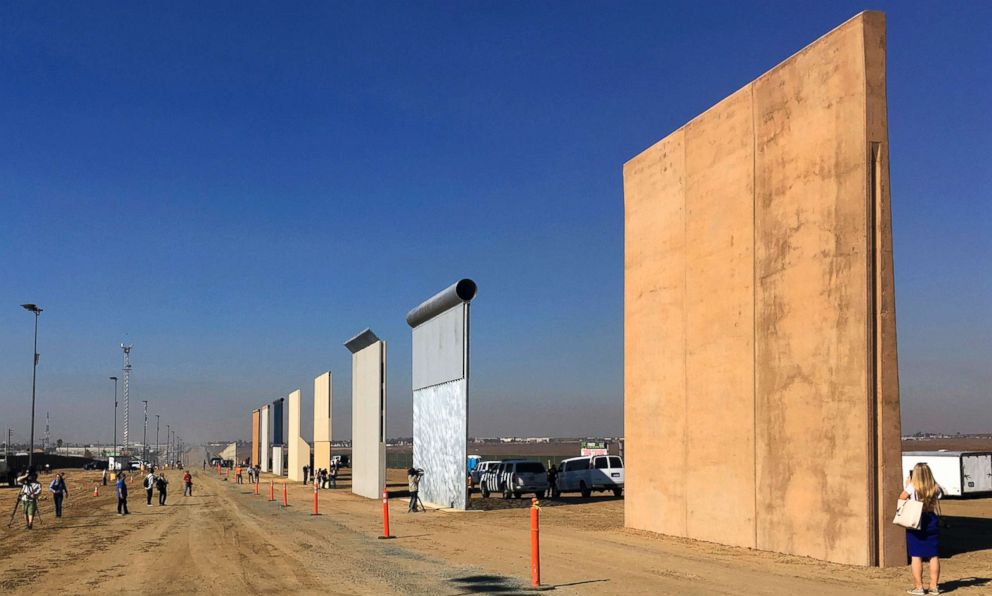 PHOTO: Prototypes of border walls are seen in San Diego, Calif., Oct. 26, 2017.