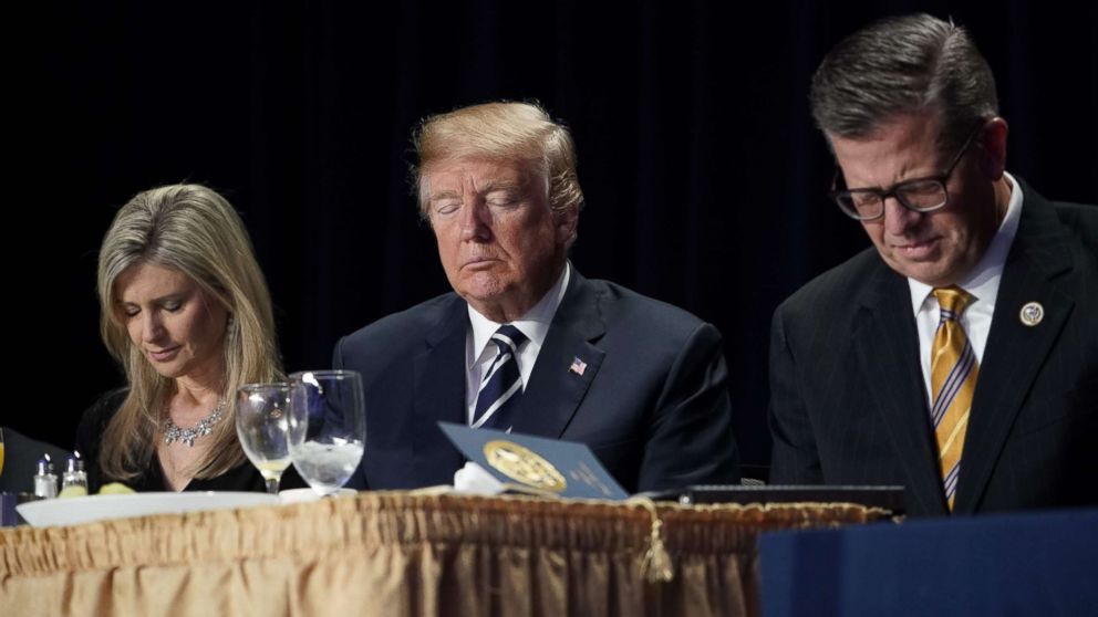 PHOTO: President Donald Trump attends the National Prayer Breakfast at a hotel in Washington, D.C., Feb. 8, 2018.