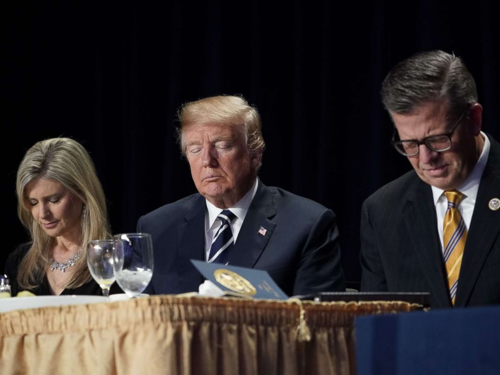 PHOTO: President Donald Trump attends the National Prayer Breakfast at a hotel in Washington, D.C., Feb. 8, 2018.