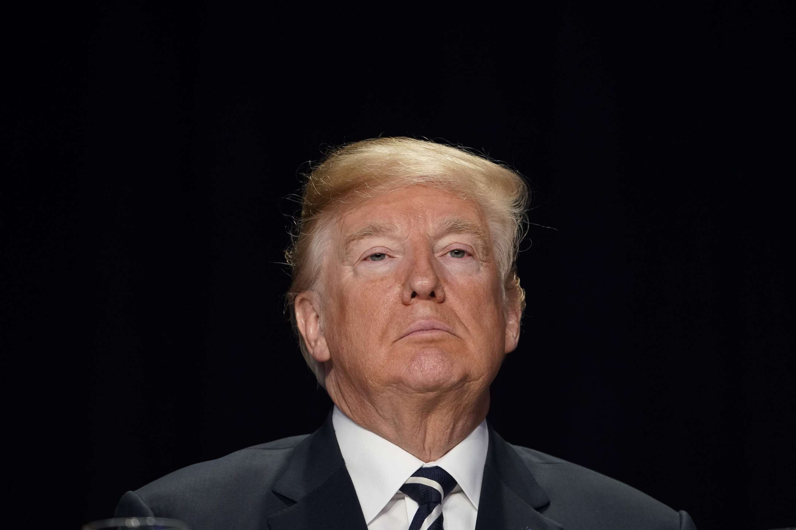 PHOTO: President Donald Trump arrives to speak during the National Prayer Breakfast at a hotel in Washington, D.C., Feb. 8, 2018.