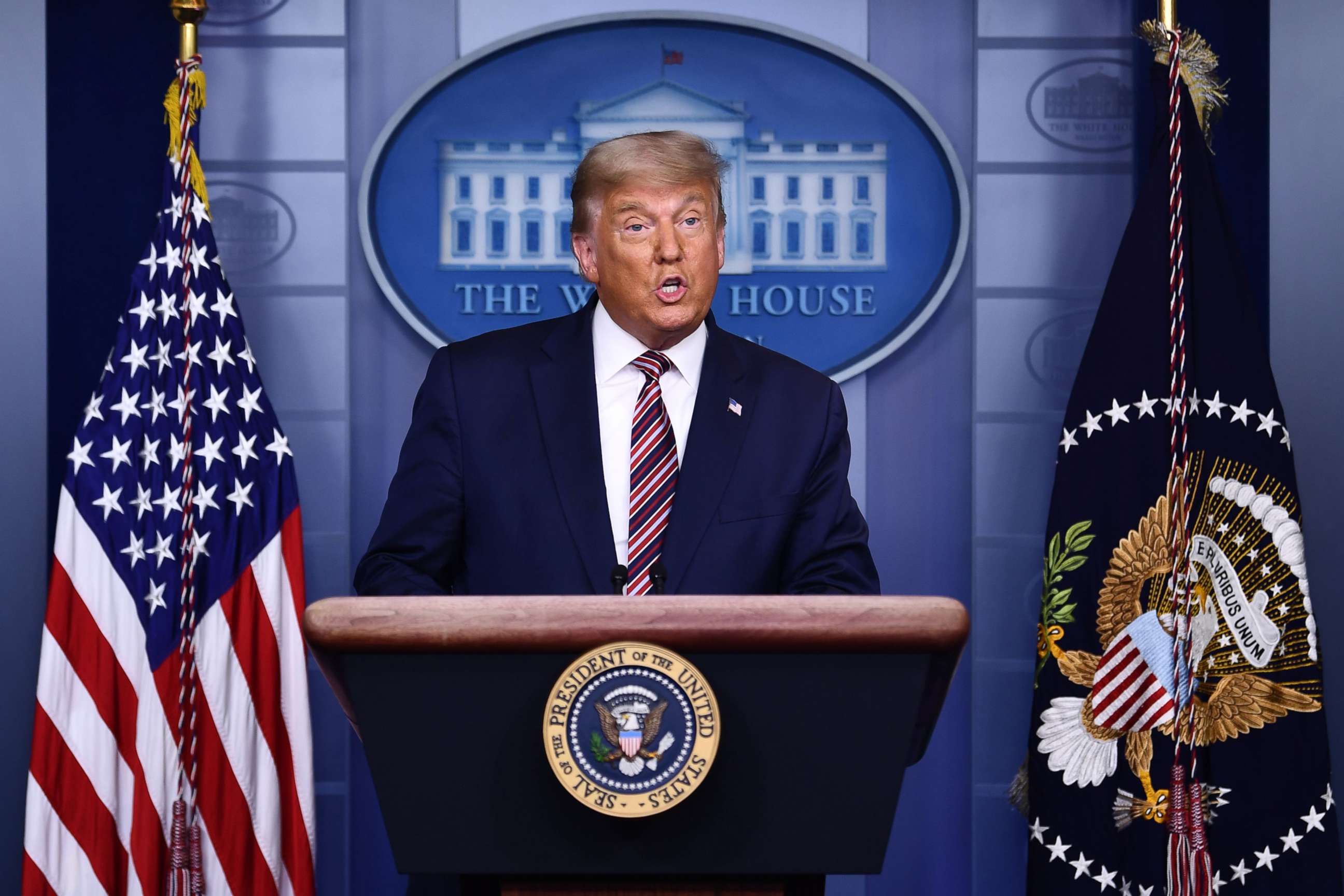 PHOTO: Donald Trump speaks in the Brady Briefing Room at the White House in Washington, DC, Nov. 5, 2020.