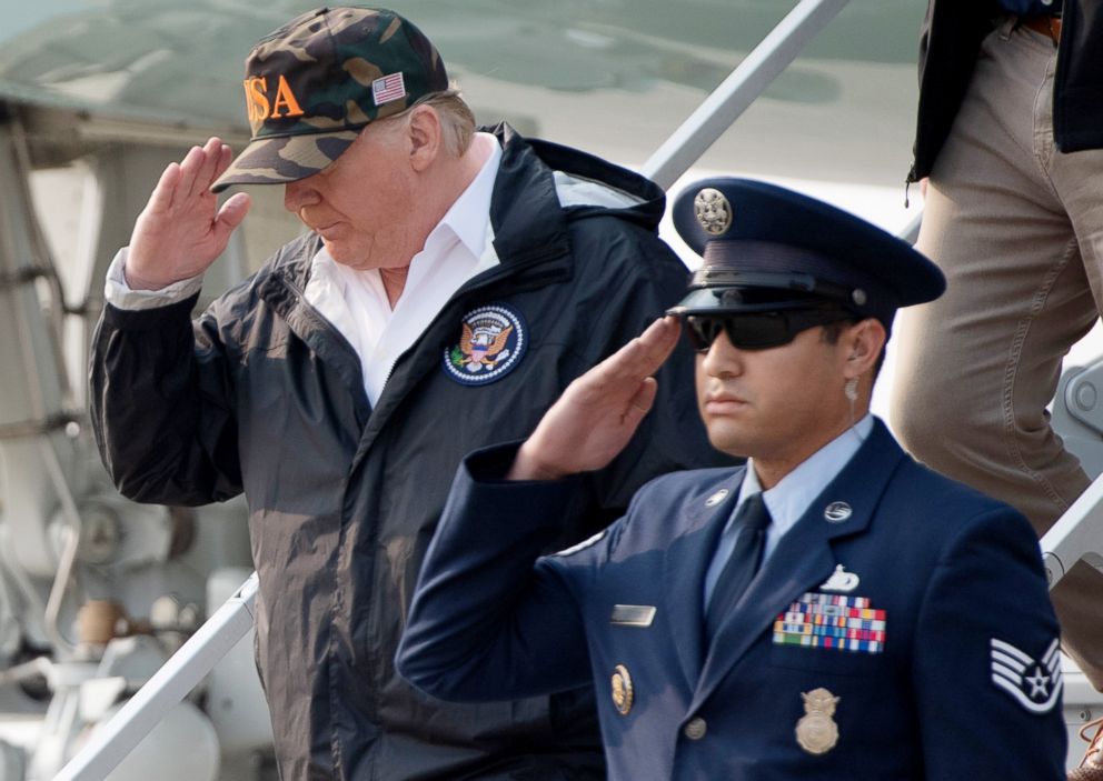 PHOTO: President Donald Trump arrives at Beale Air Force Base in California, Nov. 17, 2018, as he travels to view wildfire damage.