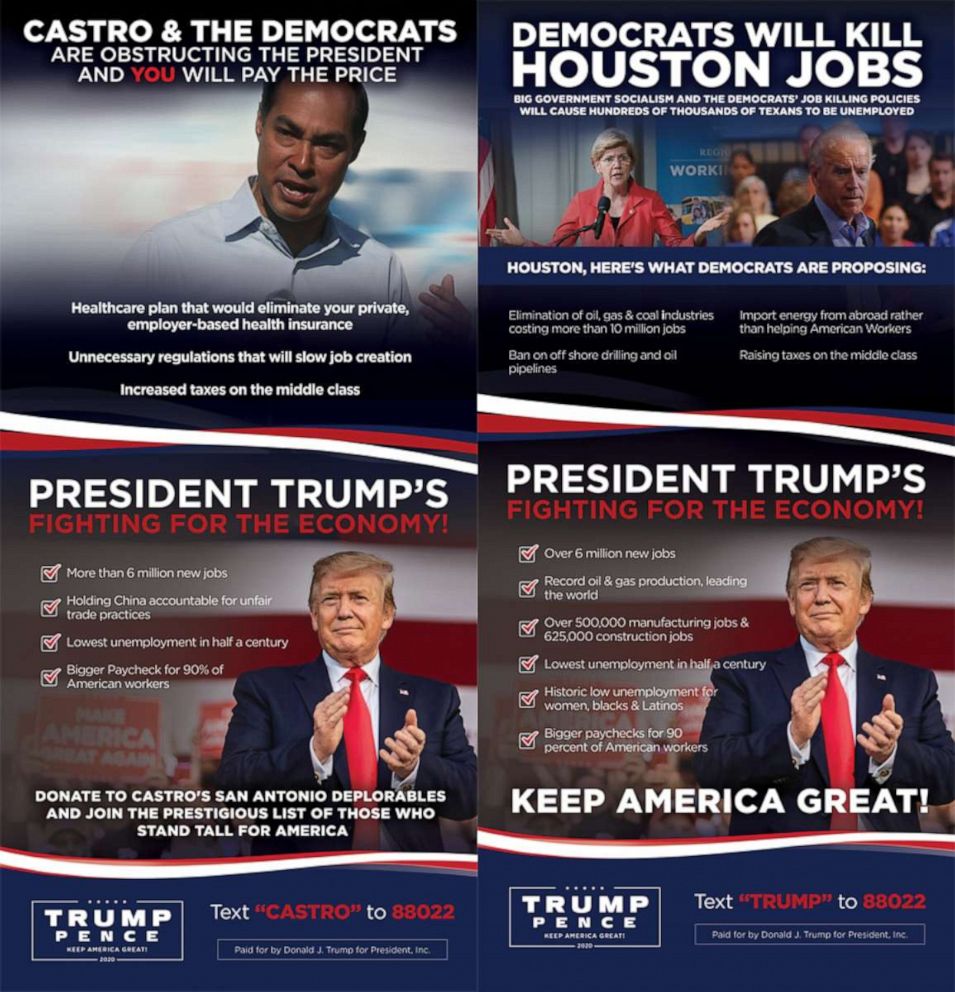 PHOTO: An advertisement provided to ABC News by the Trump campaign will run in the Houston Chronicle on the day of the Democratic Presidential Debate in Houston, Texas.