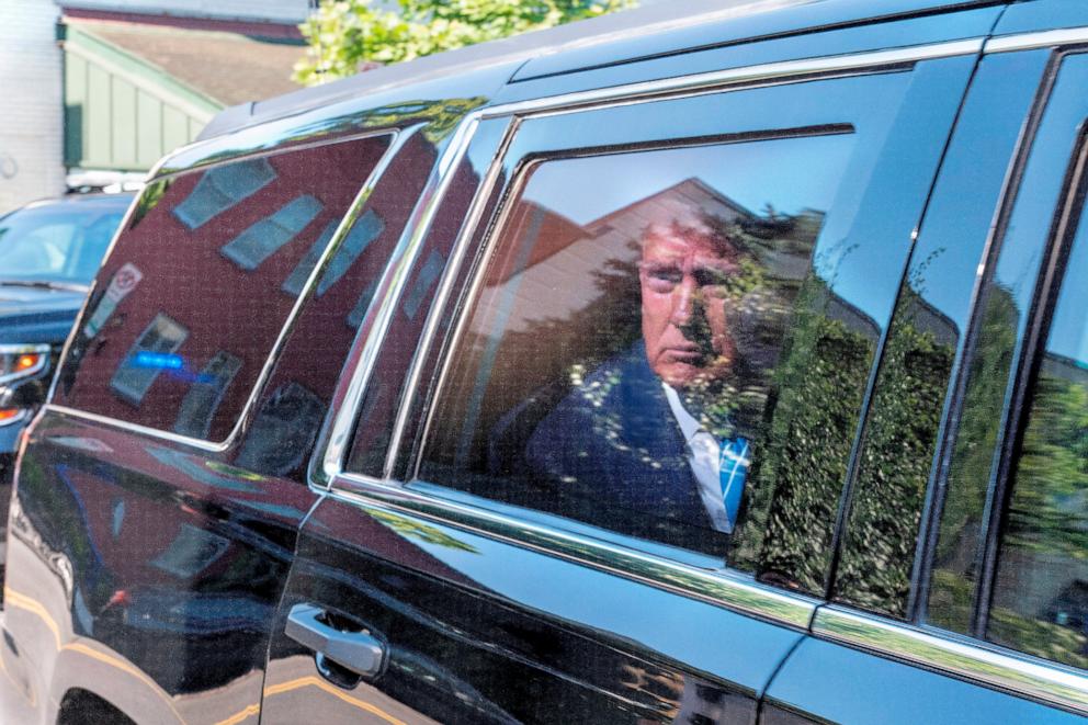 PHOTO: Former President Donald Trump arrives to the Capitol Hill Club, June 13, 2024, in Washington. 