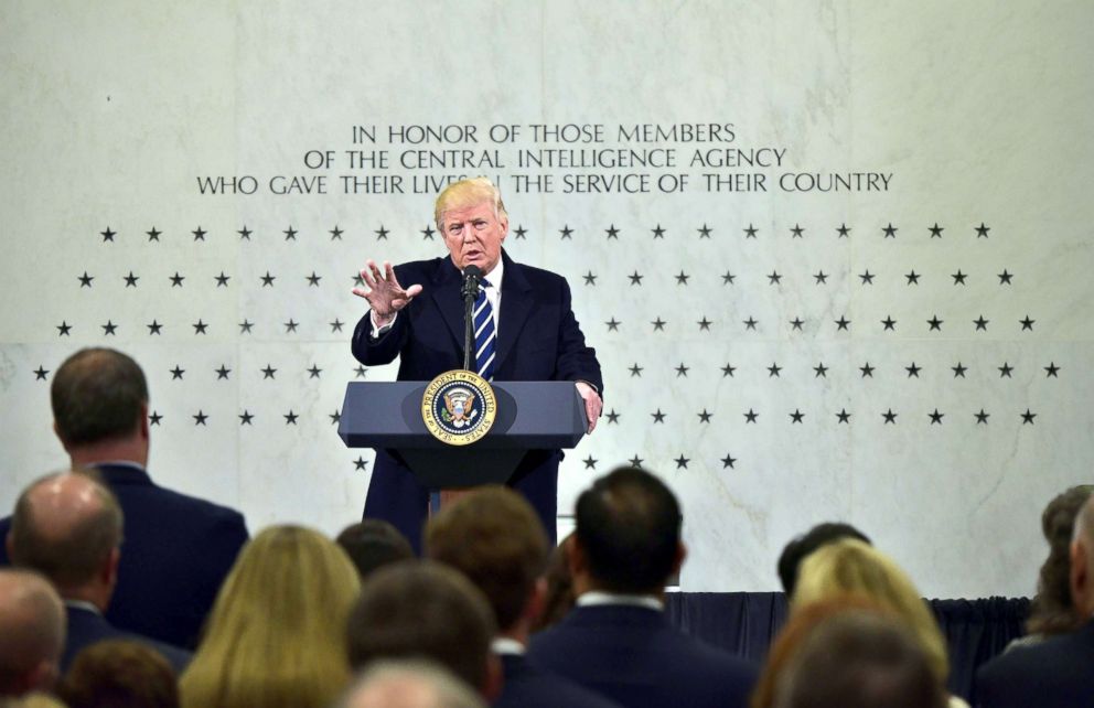 PHOTO: President Donald Trump speaks at CIA Headquarters in Langley, Virginia, on Jan. 21, 2017.